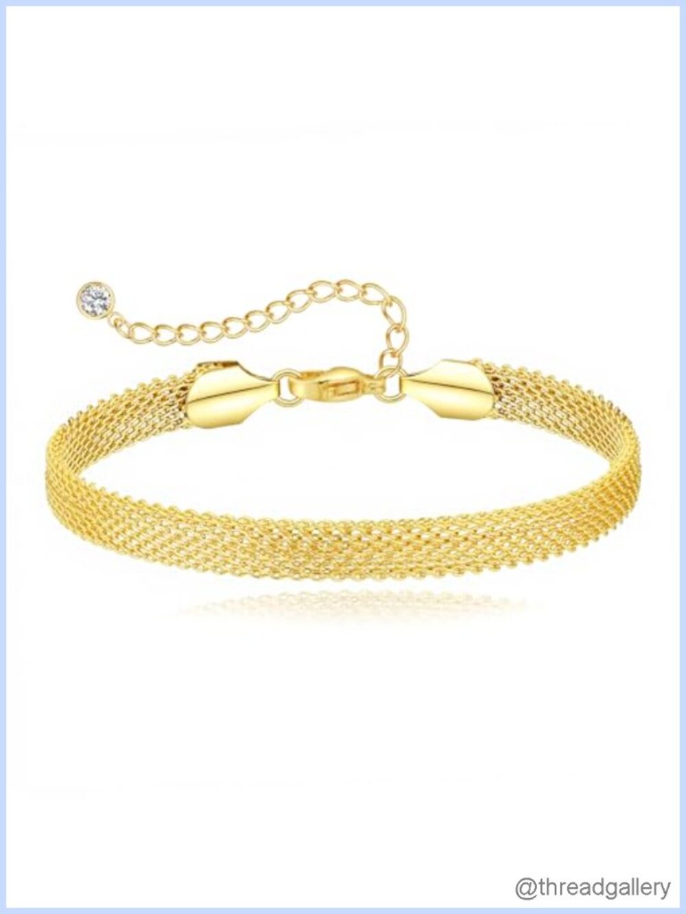 14K Gold Plated Tennis Bracelet Adjustable Heart Clover Charm Dainty Link